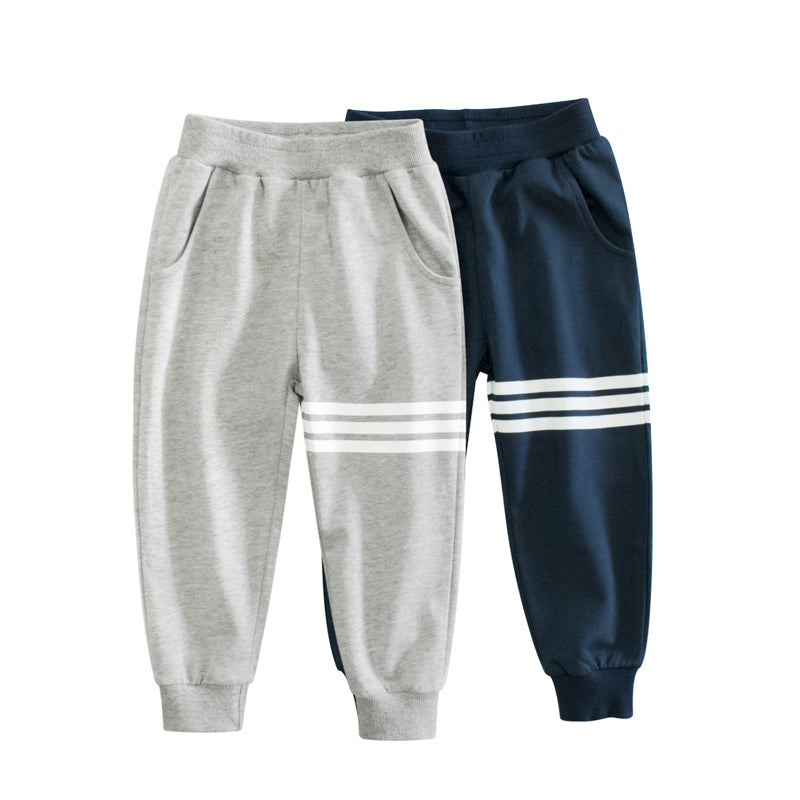 Boys Strips On Left Legs Sports Pants In Spring