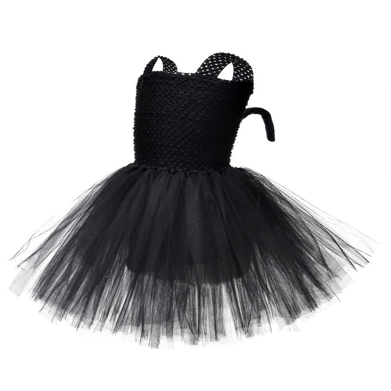 Children’s Halloween Solid Color Cat Costume Mesh Tutu Dress & 1-Piece Jewelry Sets