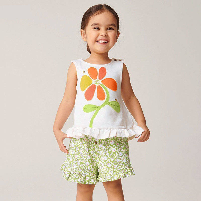 Summer Baby Kids Girls Floral Vest And Shorts Clothing Set