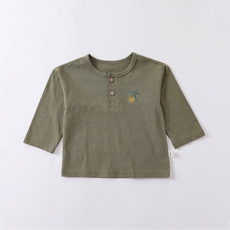 Embroidered Pattern Simple Style Soft Cotton Shirt