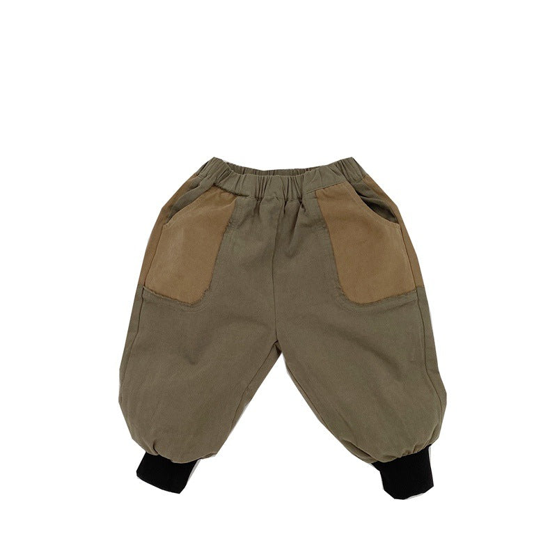 Baby Color Matching Pattern Lantern Trousers Casual Style Pants