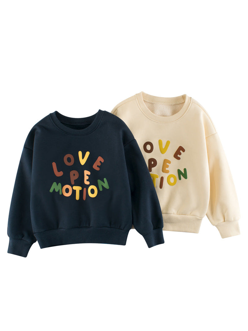 Baby Boy Kids Letters Pattern Crew Neck Long Sleeves Warm Cozy Pullover