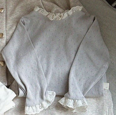 Baby Solid Color Mesh Patched Design Knitwear