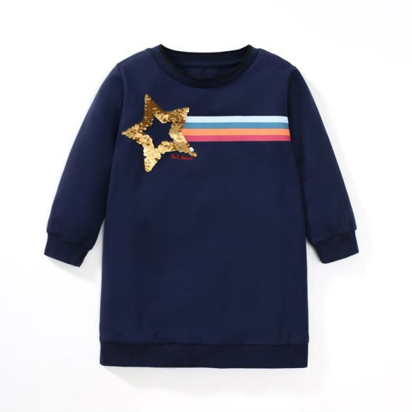 Baby Girl Navy Blue Fashion Long Sleeve Autumn Dress