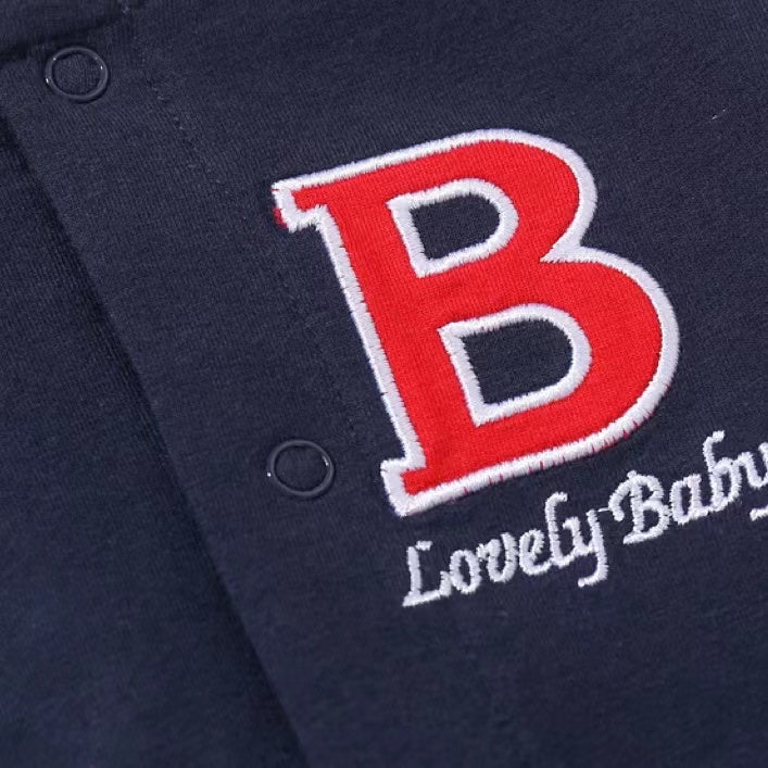 Baby Letter Embroidered Pattern Long Sleeves Baseball Rompers