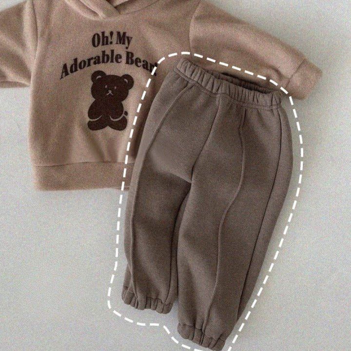 Baby Solid Color Loose Fleece Thickened Warm Sweatpants In Autumn