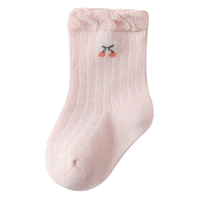 Baby Girls Frilled-Edges Breathable Mid-Calf Socks