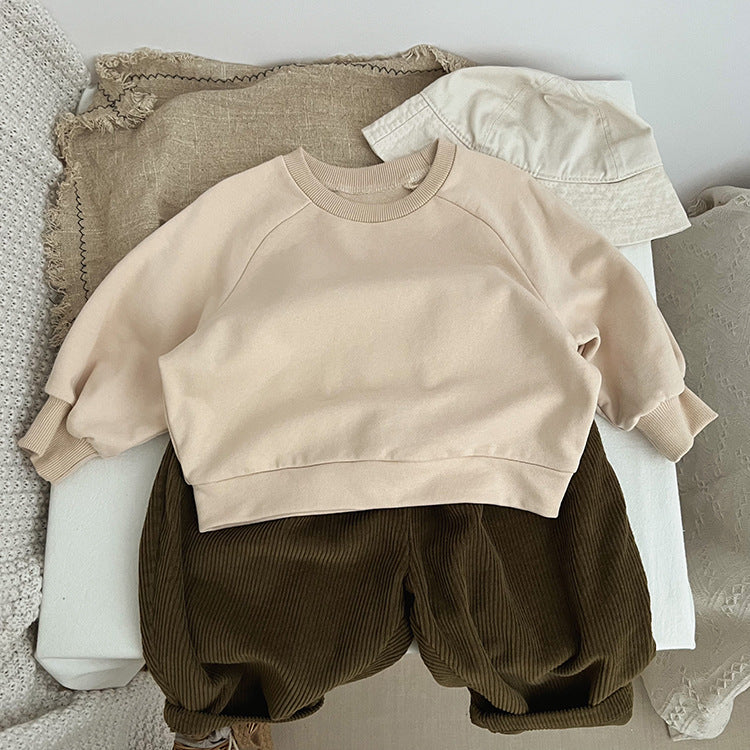 Baby Solid Color Long Sleeve Pullover Crewneck Hoodies