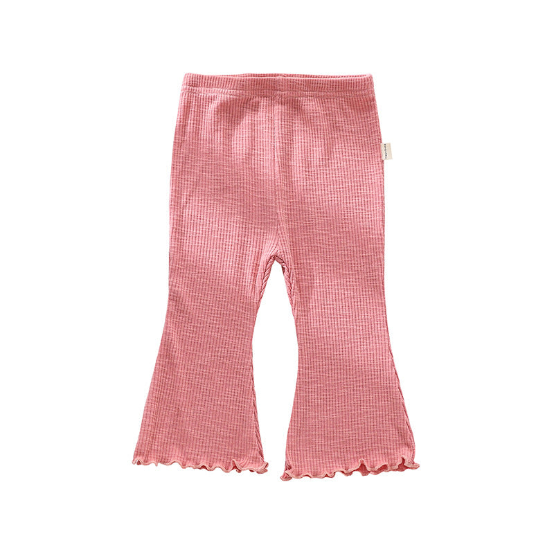 Baby Girl Solid Color Autumn Bell-Bottomed Pants