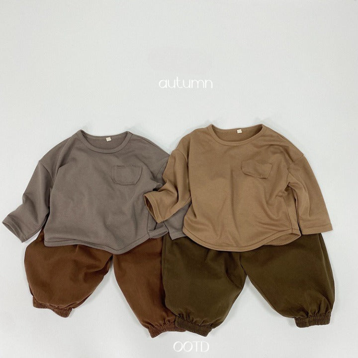 Baby Solid Color Basic Style Loose Comfy And Unisex Pants