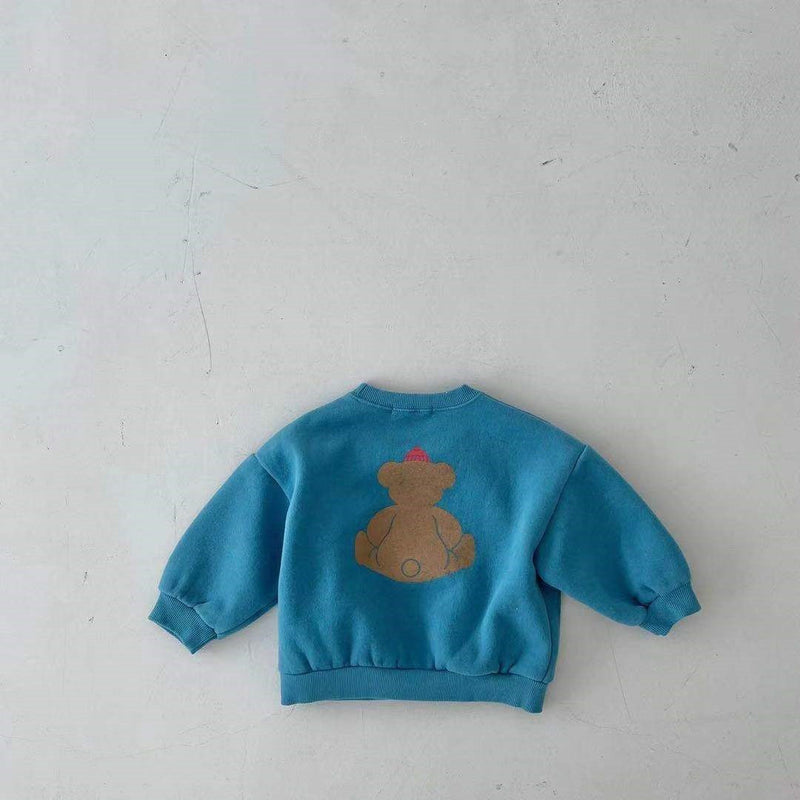 Baby  Cartoon Bear Graphic Long Sleeves Cotton Casual Hoodies