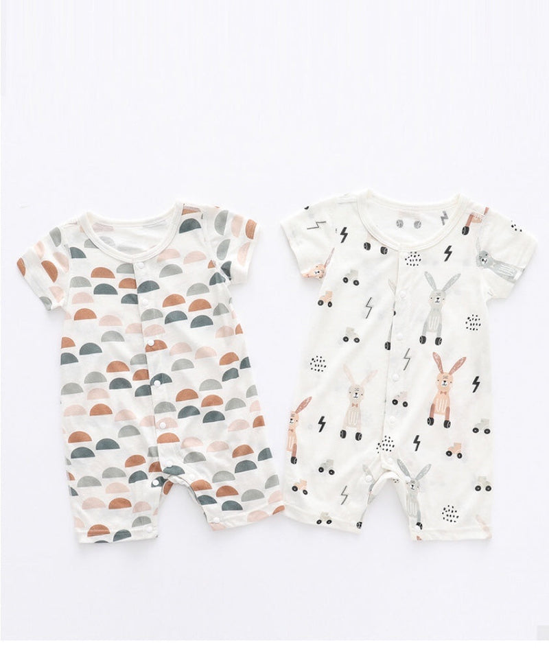 Baby 1pcs Rabbit Graphic Single Breasted Design Simply Jumpsuit Pajamas