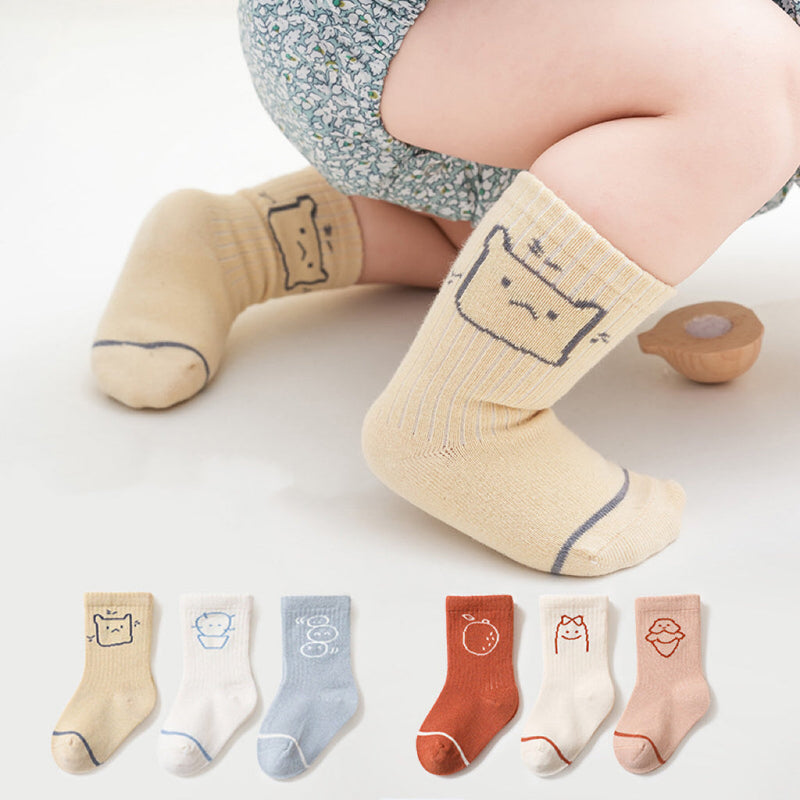 Baby Cute Print Pattern Mid-Tube Cotton Socks In Spring Autumn