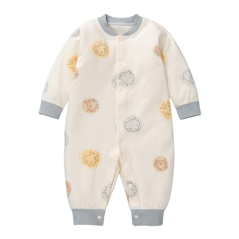 Baby Cartoon Pattern Full Single Breasted Design Thermal Jumpsuit