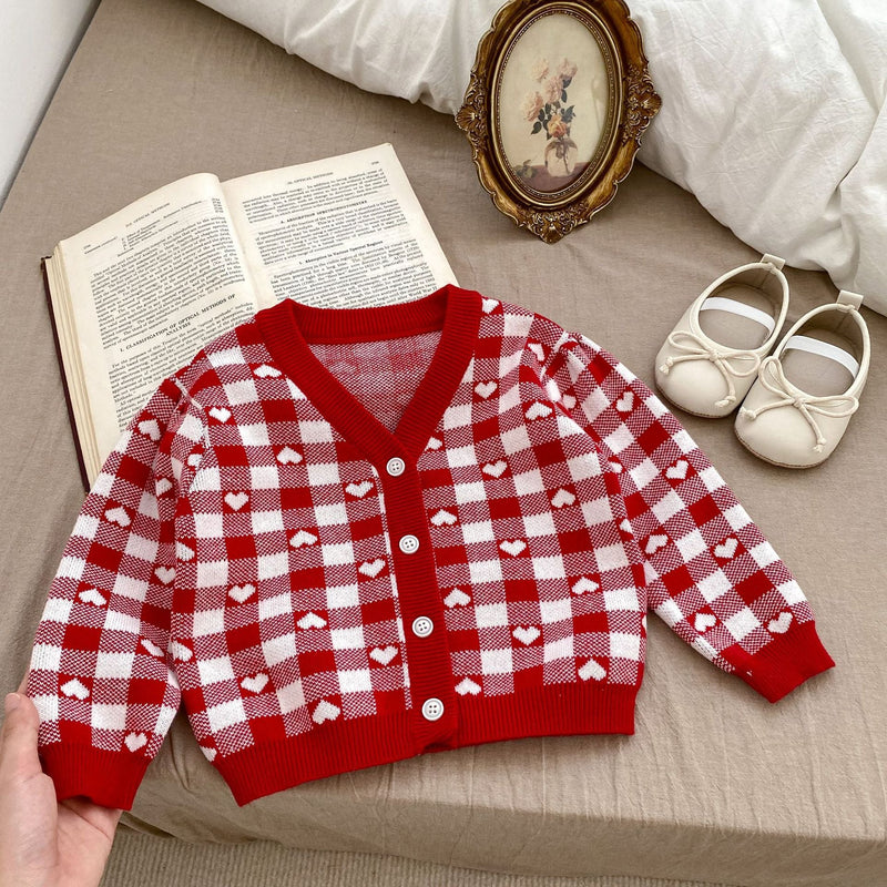 Autumn Heart Pattern Knitted Onesies & Cardigan Sets