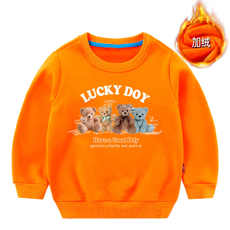 Baby Cute Bear Pattern Crewneck Cotton Hoodies In Autumn