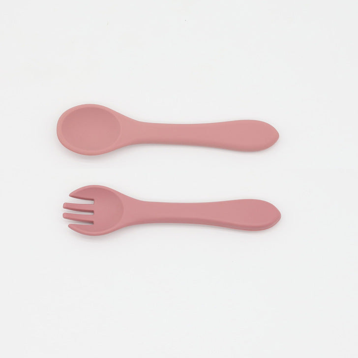 Baby Food Grade Complementary Food Training Silicone Spoon Fork Sets