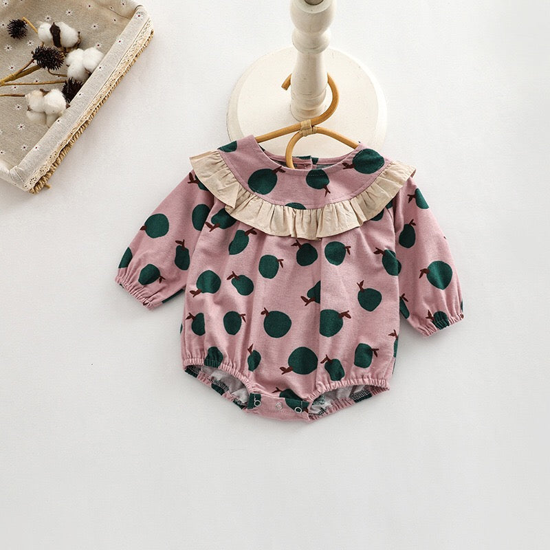 Baby Girl Fruit Orange Pattern Patchwork Design Long Sleeve Onesies