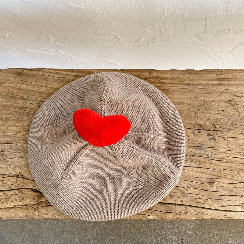 Baby Solid Color Heart Patched Design Knitted Hat