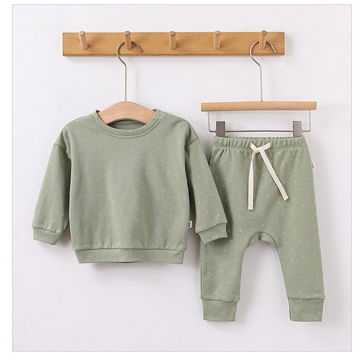 Baby Boy And Girl Print Pattern Cotton Hoodie Combo Trousers Sets