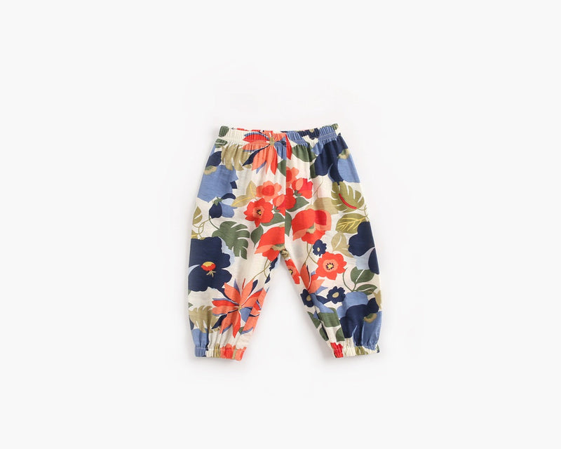 Baby Girl Floral Print Pattern Wide Leg Pants In Spring & Summer