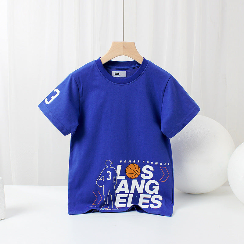 Baby Print Pattern Crewneck Short Sleeve Cotton T-Shirt