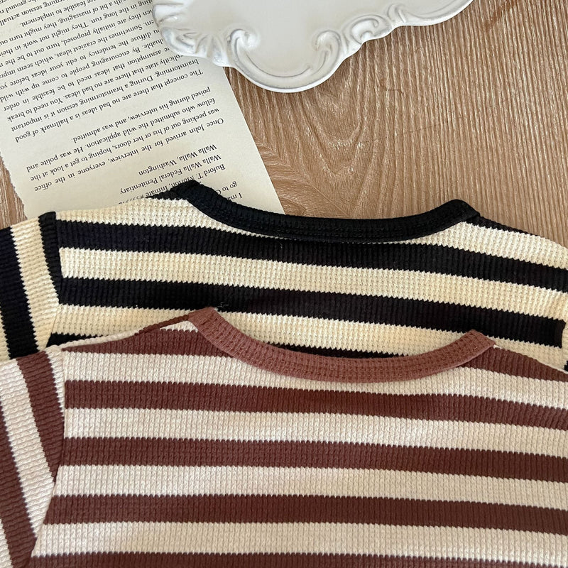 Baby Striped Pattern Long Sleeve Tops & Triangle Shorts 1 Pieces Sets