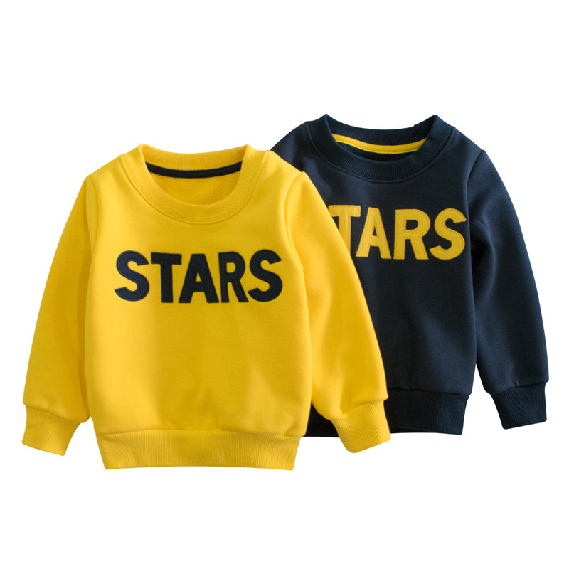 Boys Letter Print Round Collar Sweatshirt