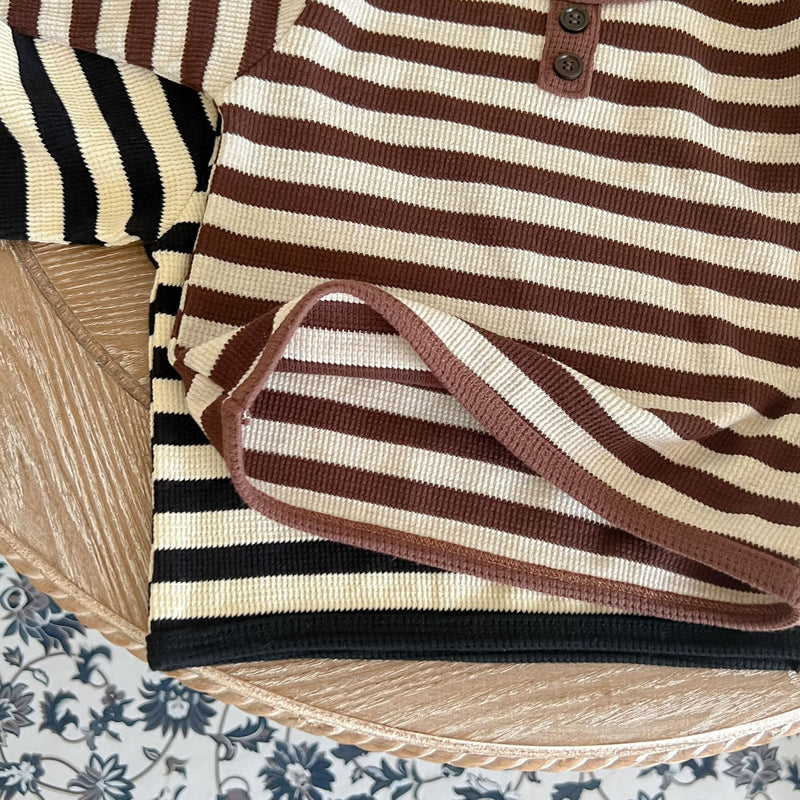 Baby Striped Pattern Long Sleeve Tops & Triangle Shorts 1 Pieces Sets