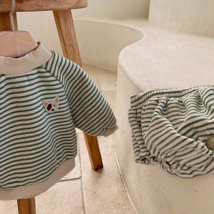 Baby Striped Pattern Hoodies Combo Triangle Shorts Sets