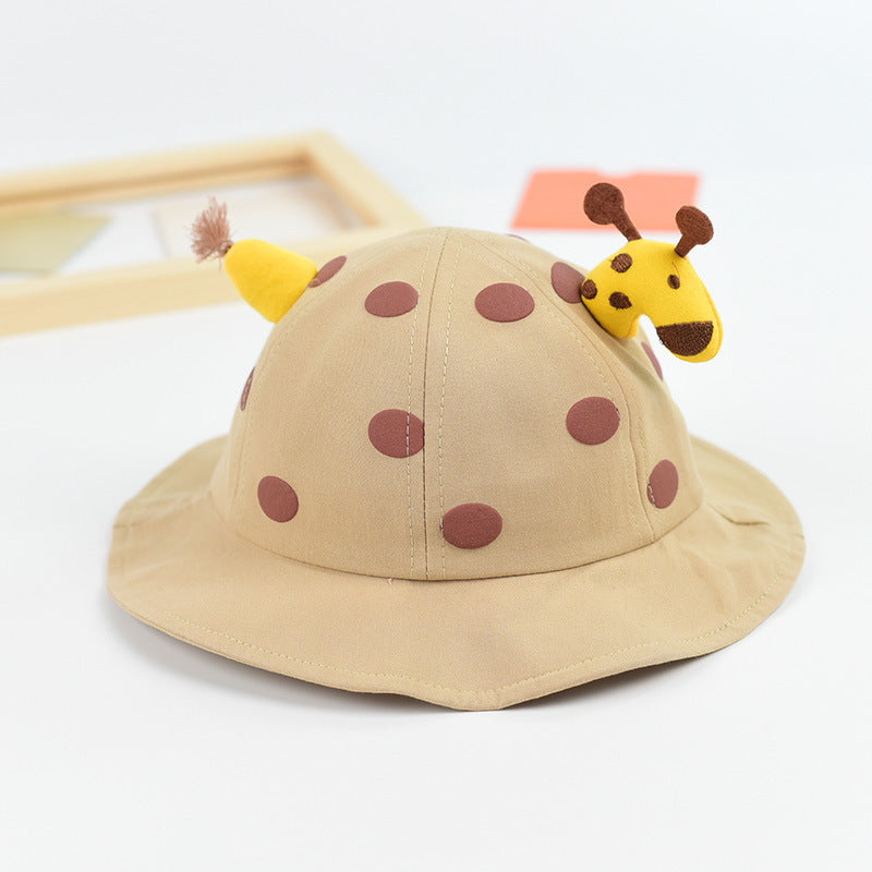 Baby Solid Color Animal Print Design Sunshade Bucket Hats