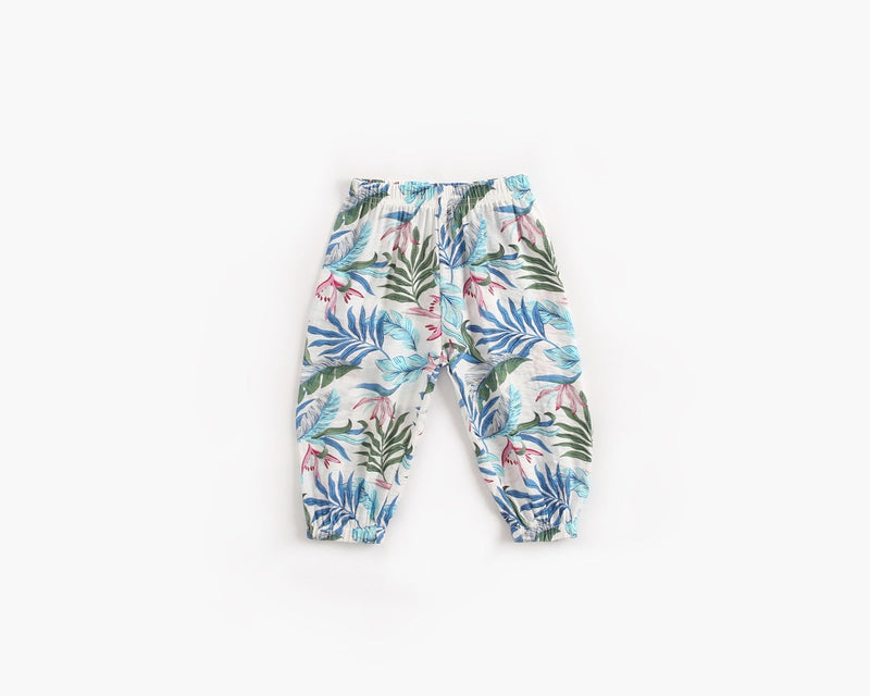 Baby Girl Floral Print Pattern Wide Leg Pants In Spring & Summer