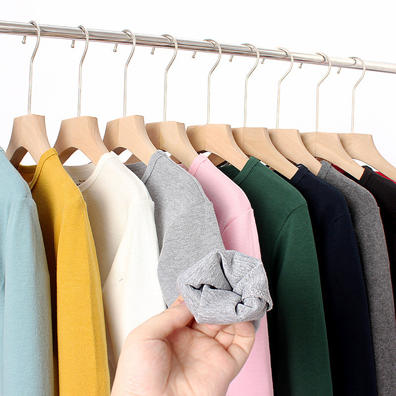 Baby Solid Color Pullover Cotton Crewneck Long Sleeve Basic Tops