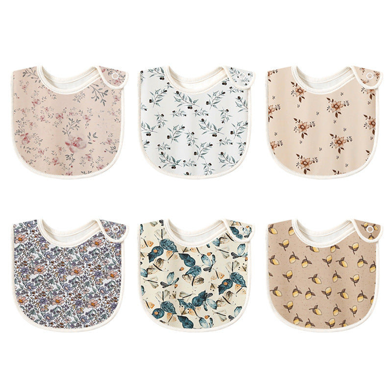 Baby Floral Print Covered Button Design Water Absorbing Bibs