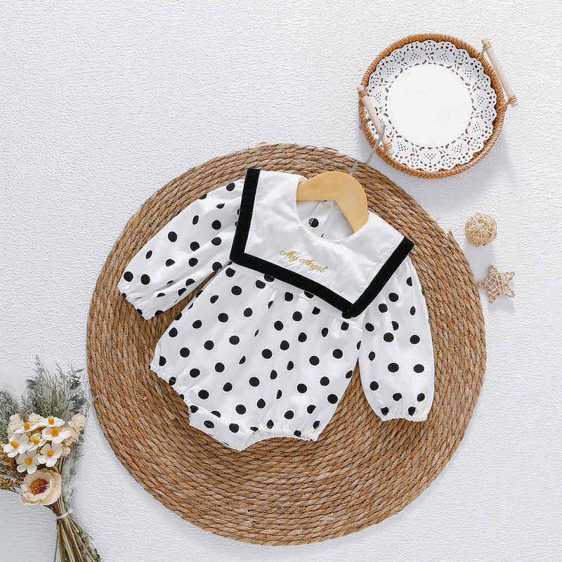 Baby Girl Polka Dot Graphic Salior Collar Design Bodysuit