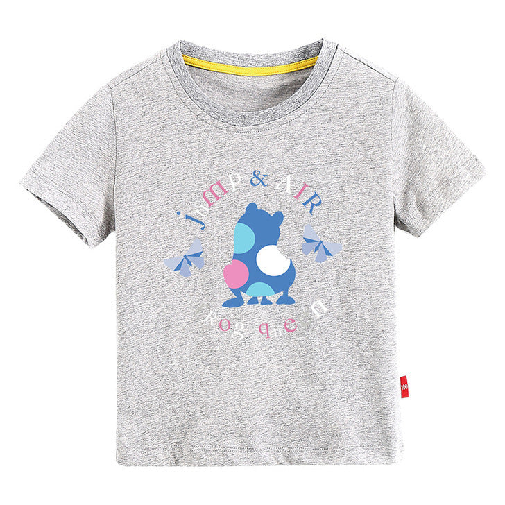 Baby Colorful Frog Print Pattern Short-Sleeved Round Collar Casual T-Shirt In Summer