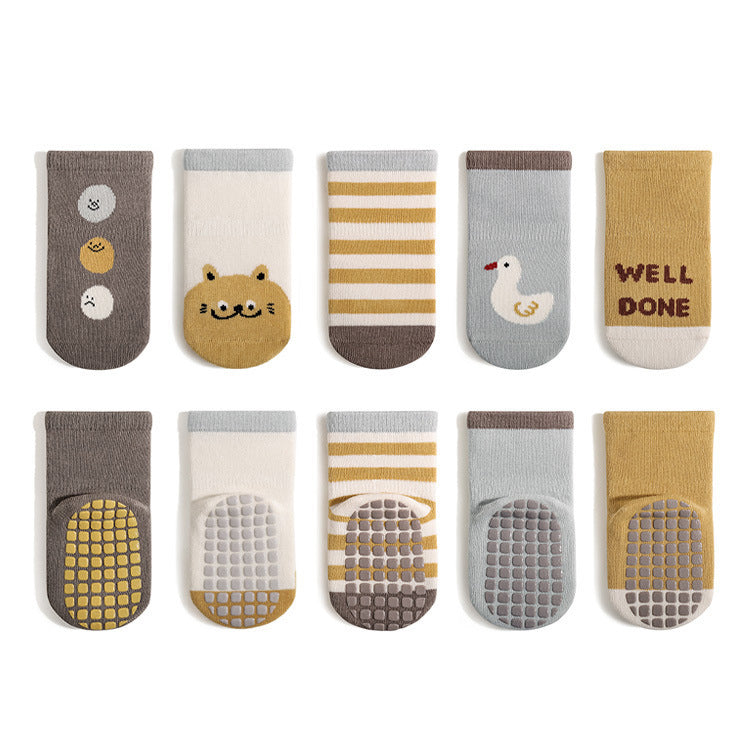 Baby Unisex Breathable Thermal Cartoon Patchwork Socks Non-Slip