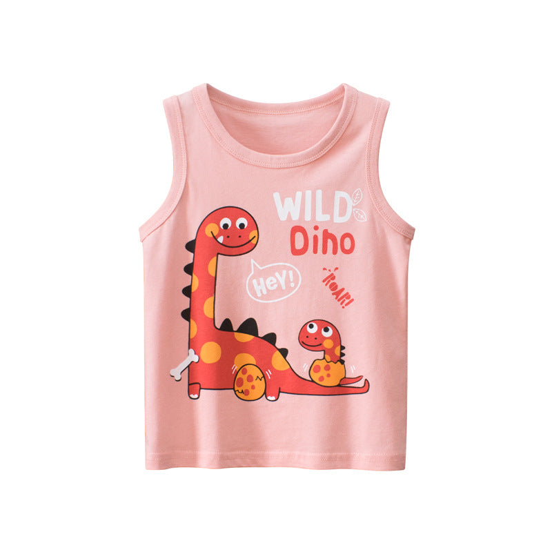 Baby Cartoon Print Pattern Sleeveless O-Neck Vest