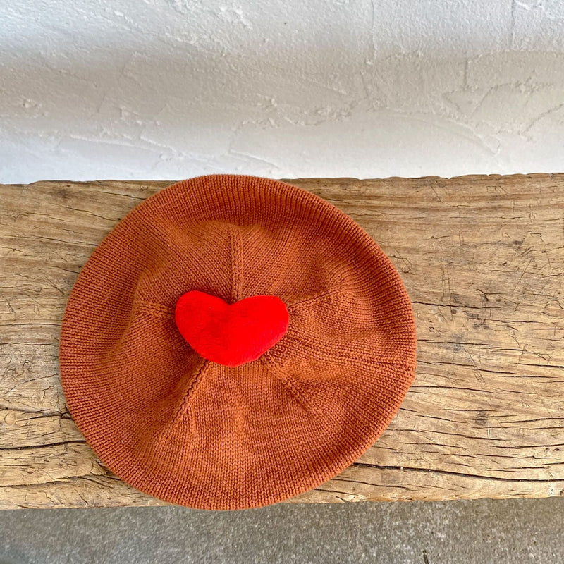 Baby Solid Color Heart Patched Design Knitted Hat