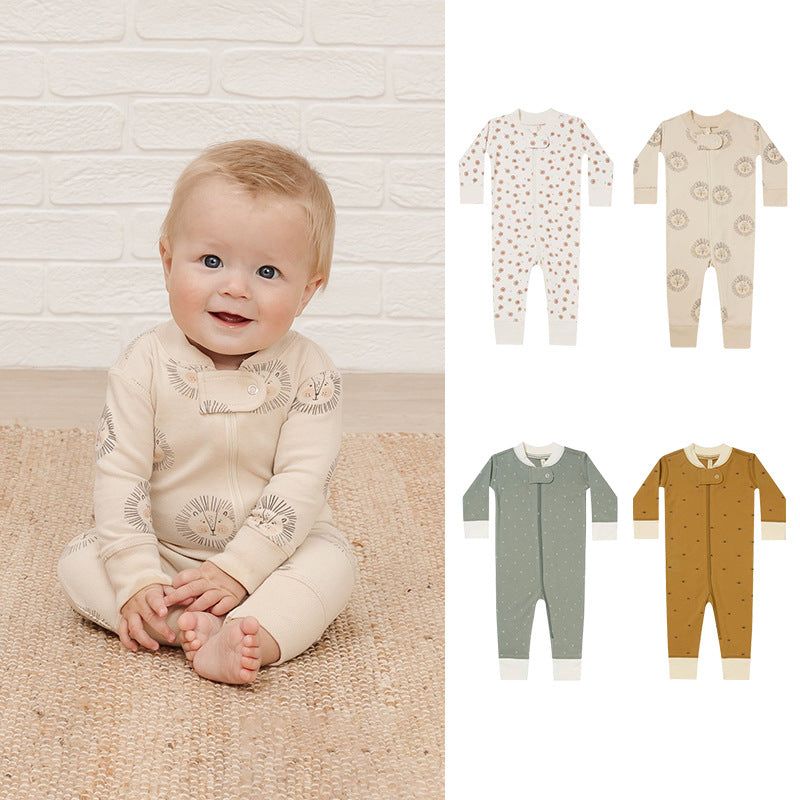 Baby Print Pattern Full Zipper Design Soft Comfortable Romper