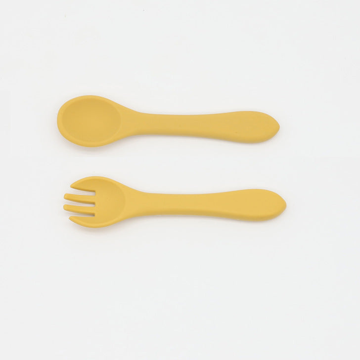 Baby Food Grade Complementary Food Training Silicone Spoon Fork Sets