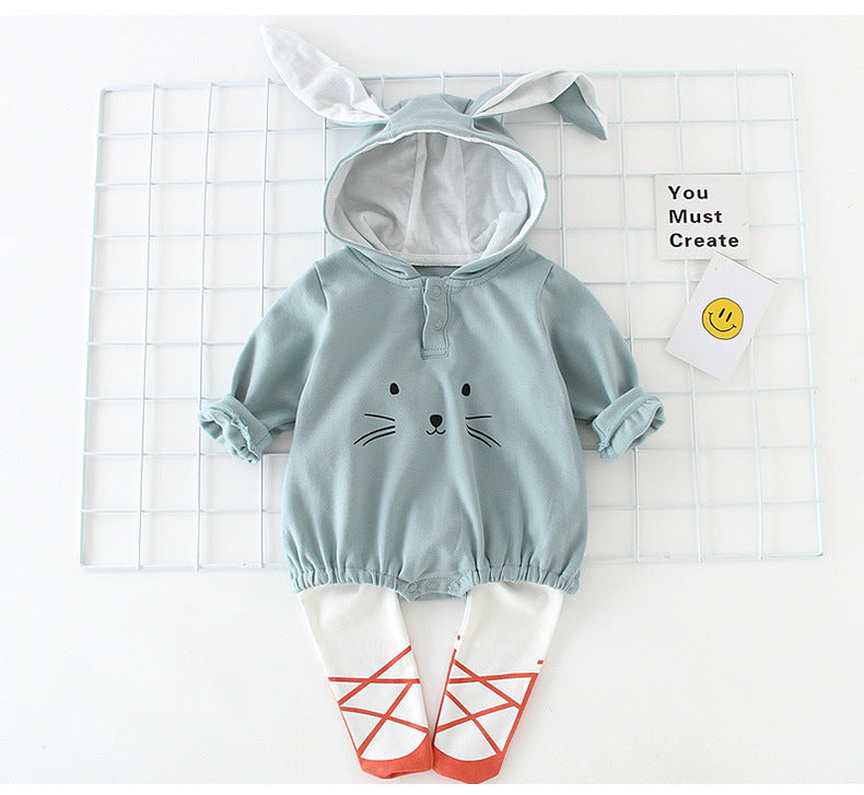 Baby Cartoon Shape Solid Color Long Sleeved Triangle Onesies