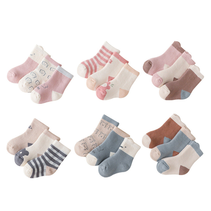 Baby Cartoon Print Pattern Thickened Soft Cotton Socks