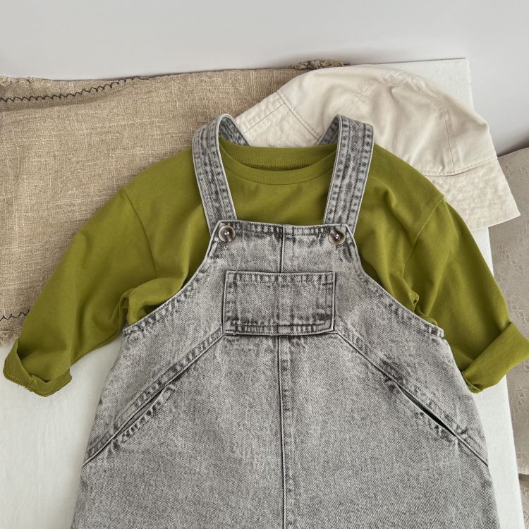 Baby Unisex Washed Denim Fabric Loose Overall