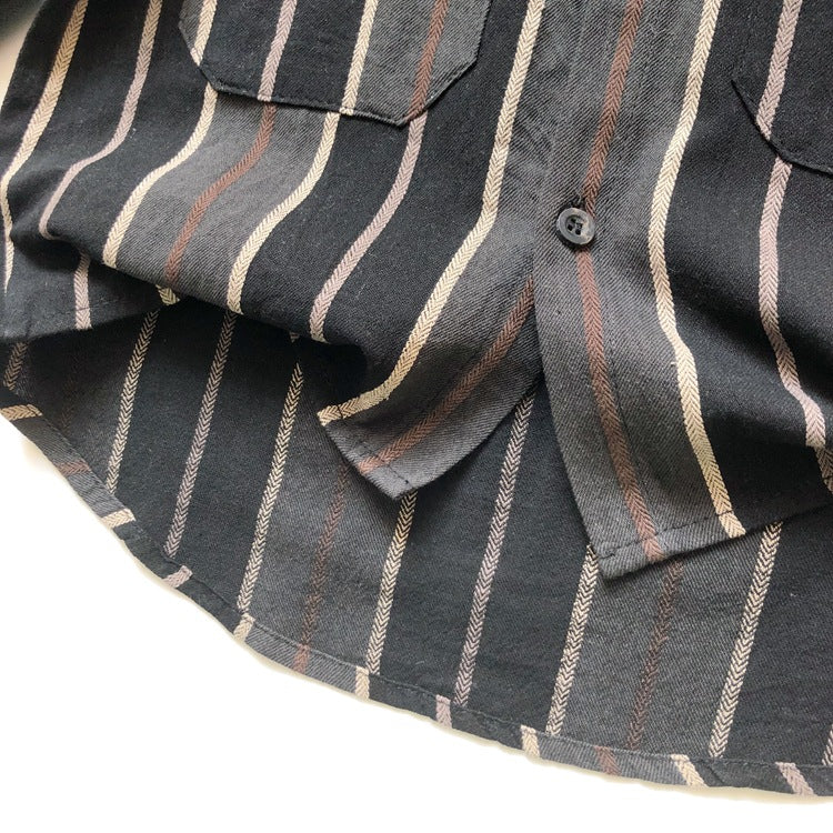 Baby Fashion Striped Pattern Lapel Design Single Breasted Shirt