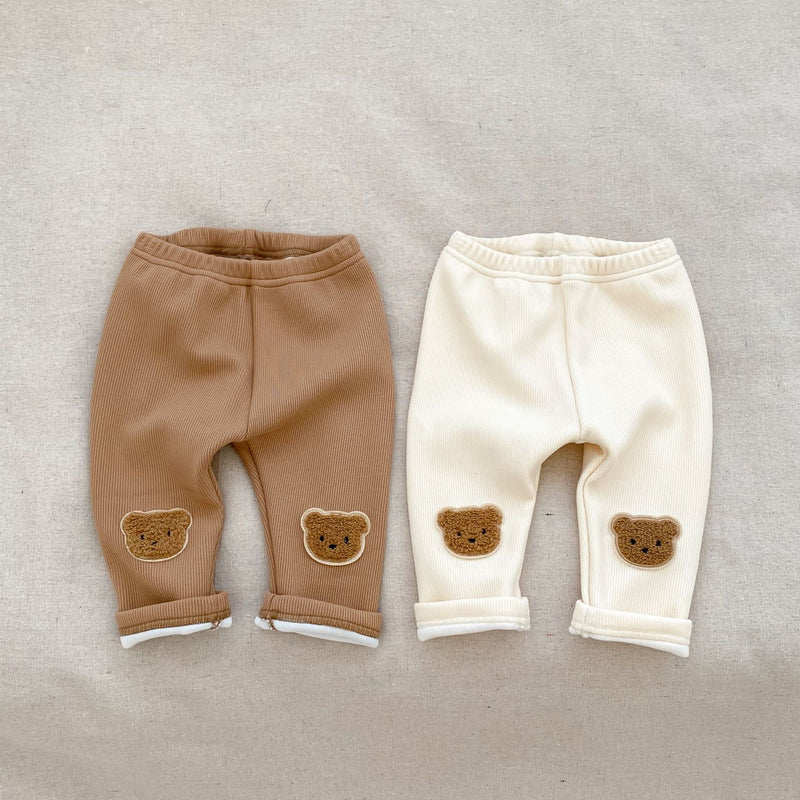 Baby Girl Little Bear Thickened Long Pants In Winter