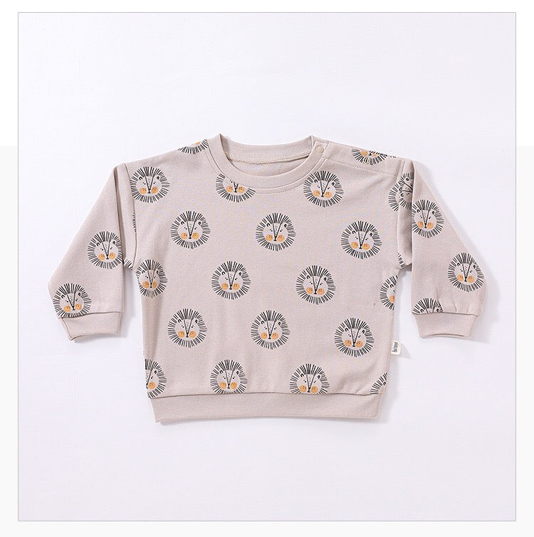 Baby Boy And Girl Print Pattern Cotton Hoodie Combo Trousers Sets