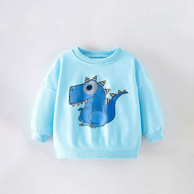 Boys Cartoon Pattern Printing Crew Neck Casual Pullover