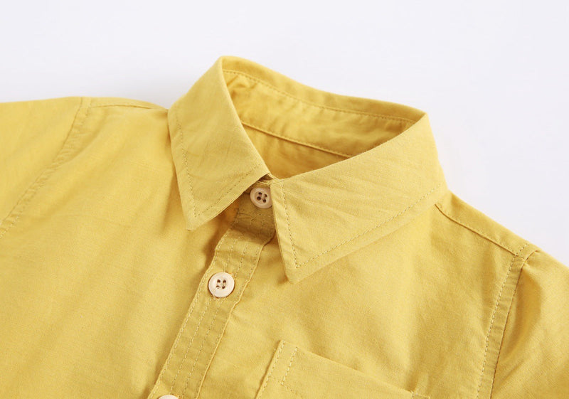 Baby Boy Solid Color Buttoned Shirt With Pockets Short Sleeve Onesies Online In Summer