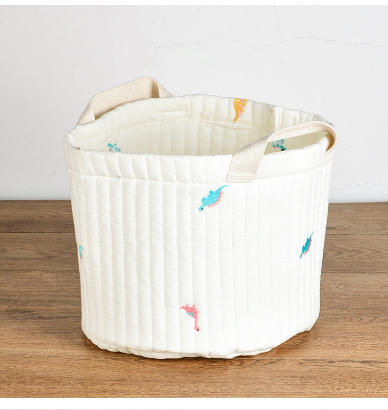 Baby Embroidered Pattern Baby Bottle Storage Basket